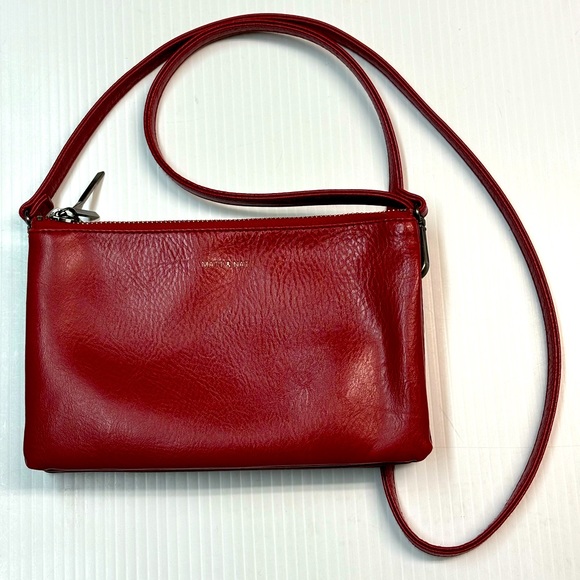MATT & NAT Triplet Loom Vegan Leather Crossbody Bag in Coral Red. - Picture 3 of 14